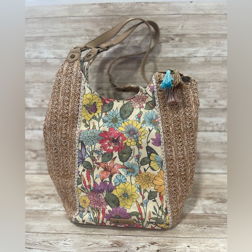 Sakroots Women’s Roma Straw Small Multicolor Floral‎ Hobo Bag - Picture 4 of 10